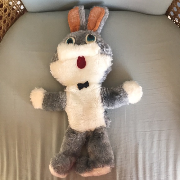 Vintage 1970's Warner Bros Bugs Bunny plush hand puppet Looney Tunes collectible - Picture 8 of 12